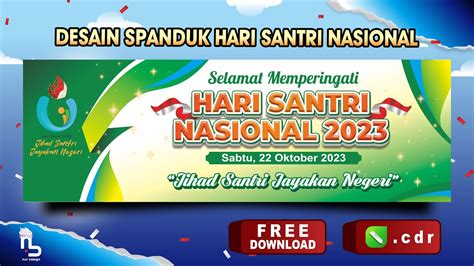 FREE ! Download Desain Spanduk Hari Santri Nasional 2023 (File CDR ...