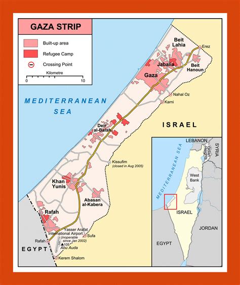 Map of Gaza Strip | Maps of Gaza Strip | Maps of Asia | GIF map | Maps ...