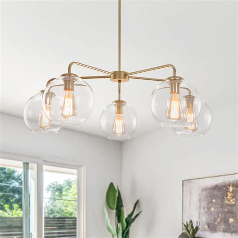 5-Light Blown Glass Modern Globe Chandelier | Chandelierias, 5-Light ...