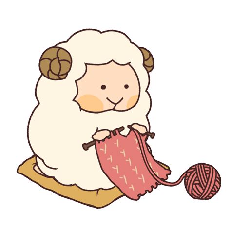 Animated Illustration of a Sheep Knitting with Wool Yarn | UGOKAWA