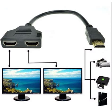 1PC HDMI 2 Dual Port Y Splitter 1080P HDMI v1.4 Male to Double Female ...