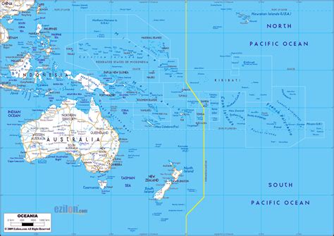 Large detailed roads map of Australia and Oceania with all capitals ...