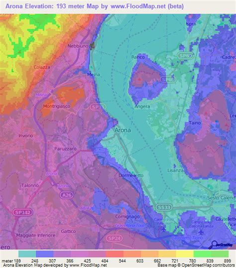 Elevation of Arona,Italy Elevation Map, Topography, Contour