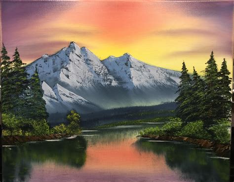 Mountain Sunset, 16x20, oil on canvas : r/Art