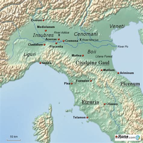 StepMap - Cisalpine Gaul 225-193 BC - Landkarte für Italy