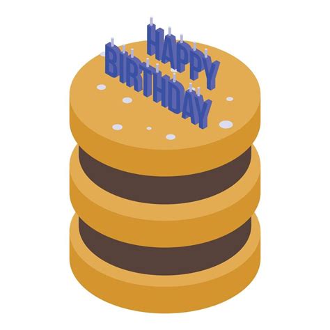 Happy birthday cake icon, isometric style 15870639 Vector Art at Vecteezy