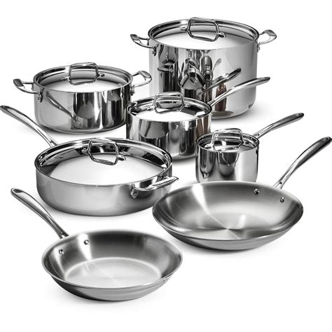 Tramontina 12-Piece Stainless Steel Tri-Ply Clad Cookware Set ...