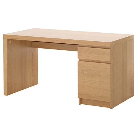 MALM oak veneer, Desk, 140x65 cm - IKEA