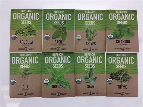 Organic, Heirloom, Non-GMO, Herb Garden Seeds - 8 Variety Kitchen ...