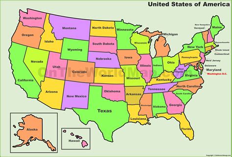 USA states map | United states map, Us state map, State capitals map