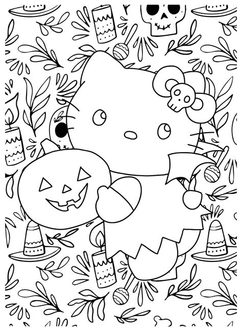 Coloring Pages of Hello Kitty Halloween - Free Printable Coloring Pages