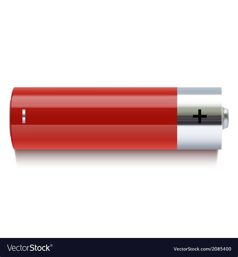 Realistic red battery icon Royalty Free Vector Image