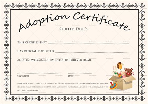 Printable Adoption Certificate That Are Satisfactory In Toy Adoption ...