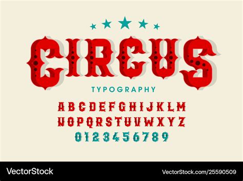 Retro style circus font alphabet letters Vector Image