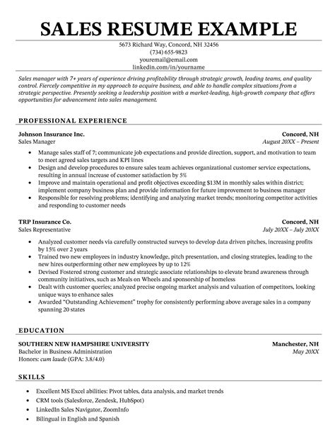 9+ Sales Resume Examples & Writing Tips