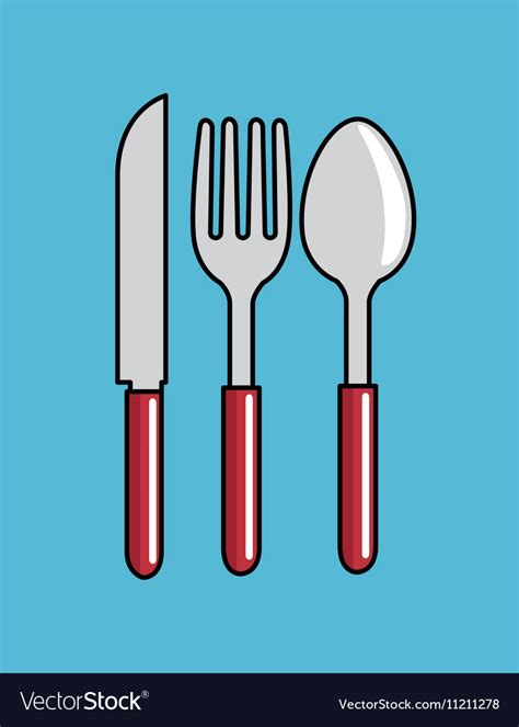 Cartoon spoon fork knife kitchen design Royalty Free Vector