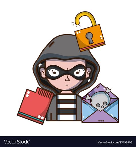 Cybersecurity threat cartoon Royalty Free Vector Image