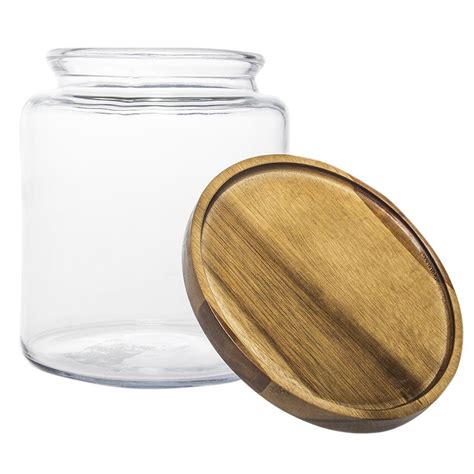 Anchor Hocking (2 Pack) 96oz Clear Glass Storage Jars With Wood Lids ...