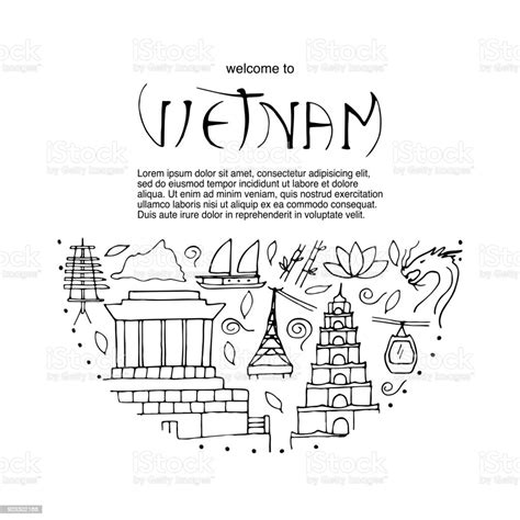 Culture Of Vietnam Hand Drawn Design Concept On White Background Stock ...