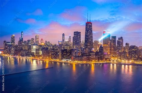 Chicago downtown buildings skyline aerial Stock Photo | Adobe Stock