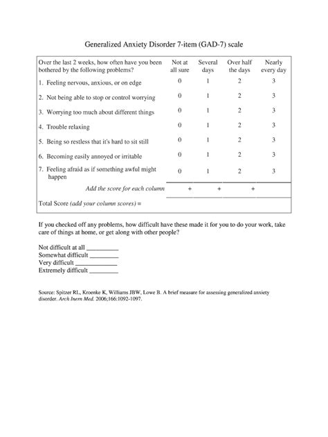 GAD-7 Scale - Fill and Sign Printable Template Online | US Legal Forms