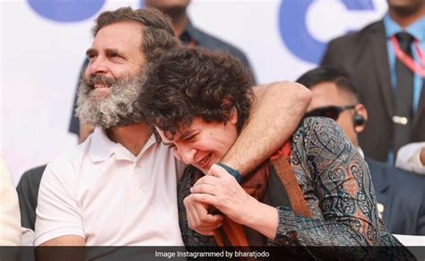 Viral Video: Rahul Gandhi Hugs, Kisses Sister Priyanka During Bharat ...