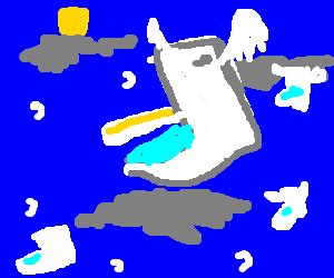 A flying toilet with wings - Drawception