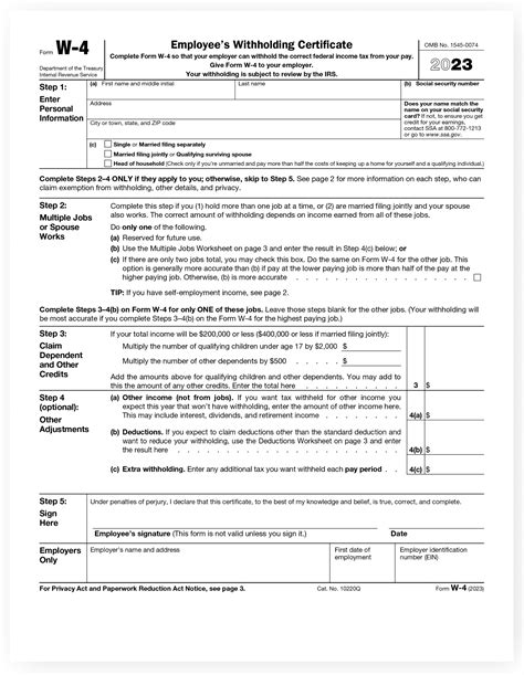 W4 Form 2023 Pdf Fillable - Printable Forms Free Online