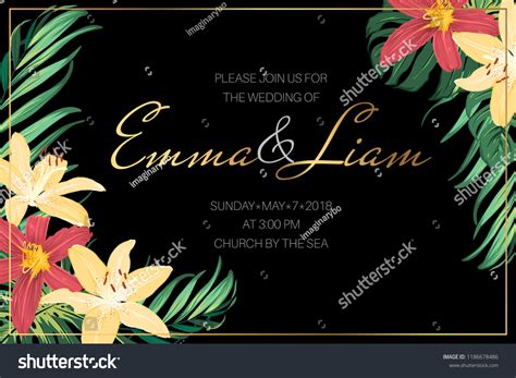 Wedding Invitation Landscape Card Template Bright Stock Vector (Royalty ...