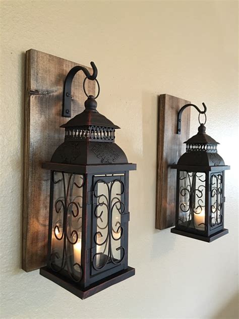 Lantern pair wall decor wall sconces bathroom decor home