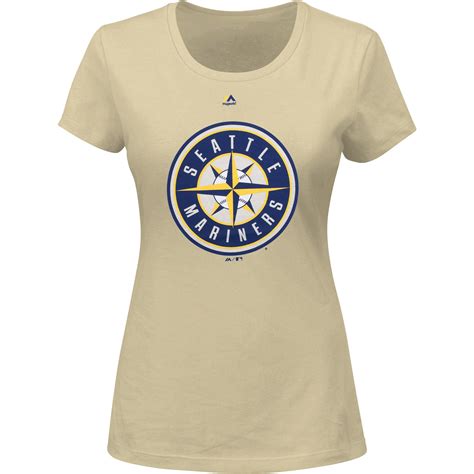 Seattle Mariners Majestic Women's Wordmark T-Shirt - Cream