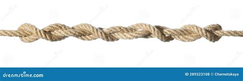 Hemp Rope with Knots Isolated on White Stock Photo - Image of hessian ...