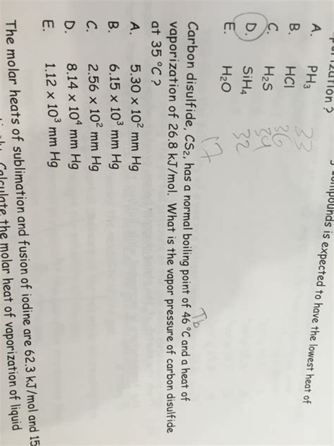 Solved Carbon disulfide, CS_2 has a normal boiling point of | Chegg.com