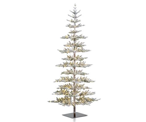 Glitzhome 9' Flocked Pine Slim Pre-Lit LED Artificial Christmas Tree ...