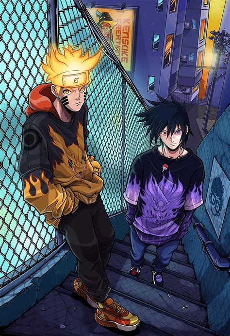 Naruto and Sasuke, getup, naruto shippuden, sneaker, HD phone wallpaper ...