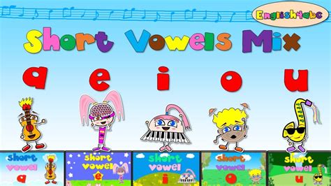 Short Vowels Mix - aeiou (five videos) - Phonics songs - YouTube