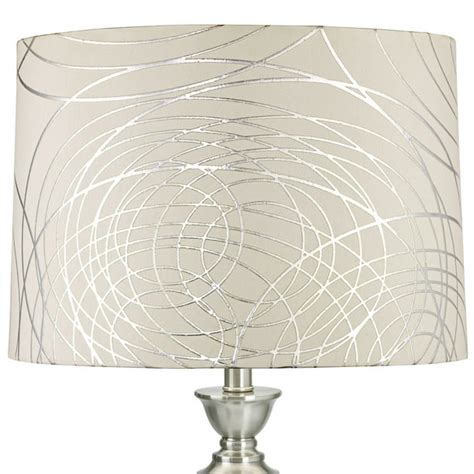 Springcrest Off-White White Drum Lamp Shade Modern Silver Circles ...