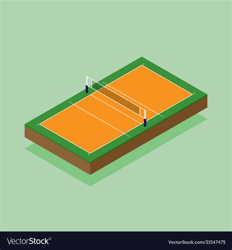 Volleyball court isometric flat design Royalty Free Vector