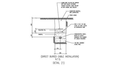 Direct buried cable installation AutoCAD drawing file - Cadbull