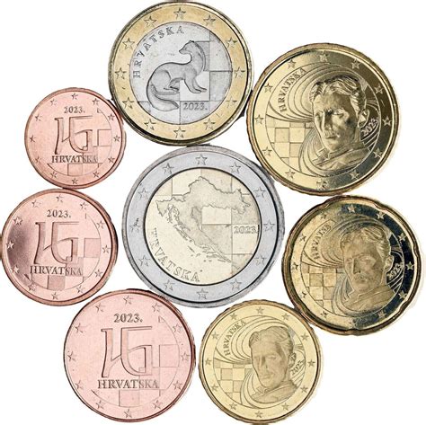 Croatia Euro Coins - 1, 2, 5, 10, 20, 50 Cents and 1, 2 € / 3.88€ Set ...