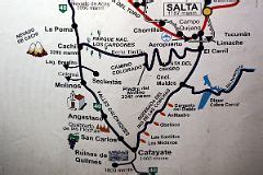 01 Map Showing The Road Through Quebrada de Cafayate From Salta Argentina