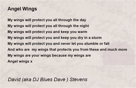 Angel Wings - Angel Wings Poem by David (aka DJ Blues Dave ) Stevens