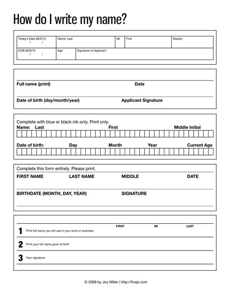 Teaching Children How to Fill Out Forms - Five J's Homeschool