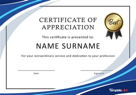 Recognition Certificate Templates Free Printable