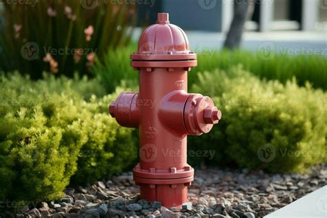 AI generated Grass guardian a vibrant red fire hydrant stands out ...