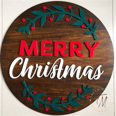 Merry Christmas Round Wood Sign – Treen Manila