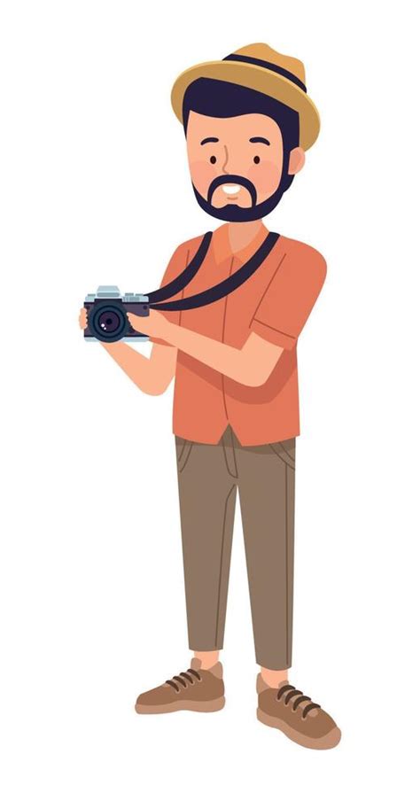 tourist man with camera 10528988 Vector Art at Vecteezy