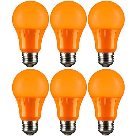 Sunlite A19/3W/O/LED/6PK LED A19 Colored Light Bulb, 3 Watts (25w ...