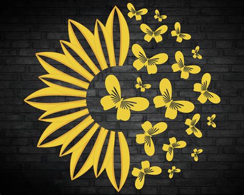 Sunflower Svg Butterfly Svg Sunflower Svg Butterfly Etsy Canada | Porn ...