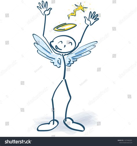 Stick Figure Little Angel Fun Stock Vector (Royalty Free) 1227460291 ...